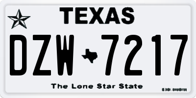 TX license plate DZW7217