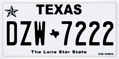 TX license plate DZW7222