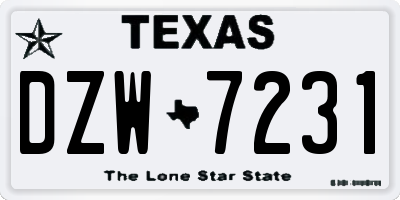 TX license plate DZW7231