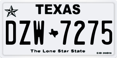 TX license plate DZW7275