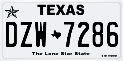 TX license plate DZW7286