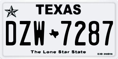 TX license plate DZW7287