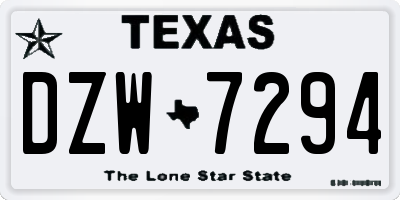 TX license plate DZW7294