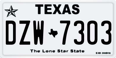 TX license plate DZW7303