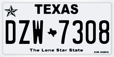 TX license plate DZW7308