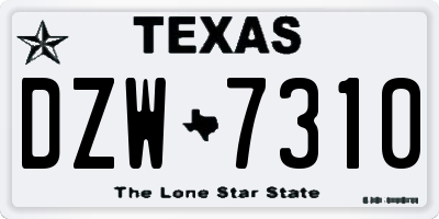 TX license plate DZW7310
