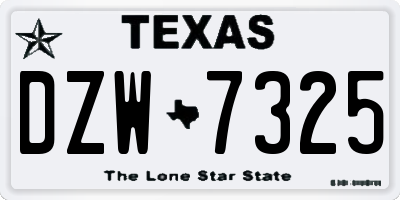 TX license plate DZW7325