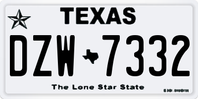 TX license plate DZW7332
