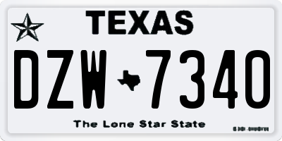 TX license plate DZW7340