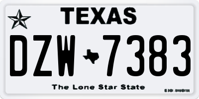 TX license plate DZW7383