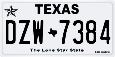 TX license plate DZW7384