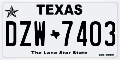 TX license plate DZW7403
