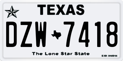 TX license plate DZW7418