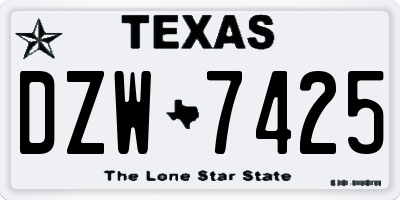 TX license plate DZW7425