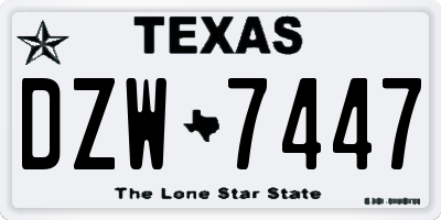 TX license plate DZW7447