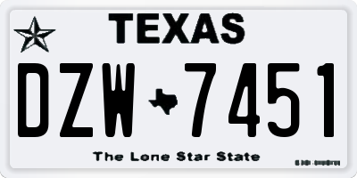 TX license plate DZW7451