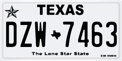 TX license plate DZW7463