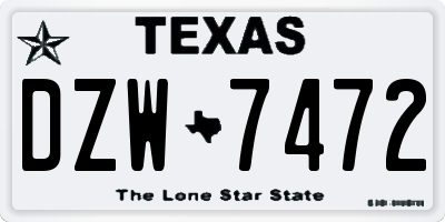 TX license plate DZW7472