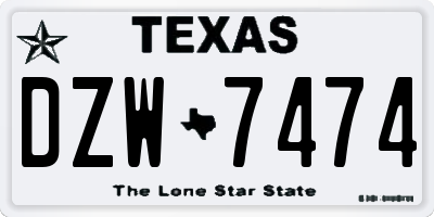 TX license plate DZW7474