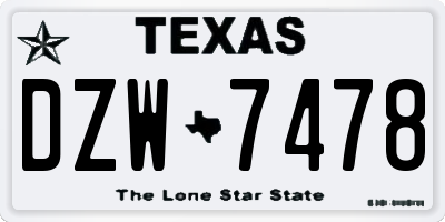 TX license plate DZW7478