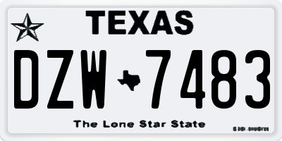 TX license plate DZW7483