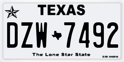 TX license plate DZW7492