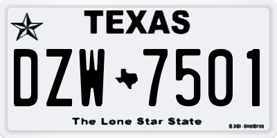 TX license plate DZW7501