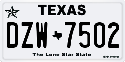TX license plate DZW7502