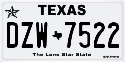 TX license plate DZW7522