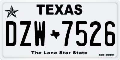 TX license plate DZW7526