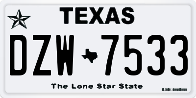 TX license plate DZW7533