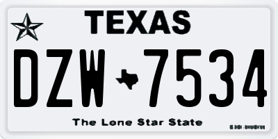 TX license plate DZW7534