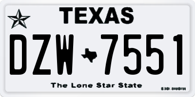 TX license plate DZW7551