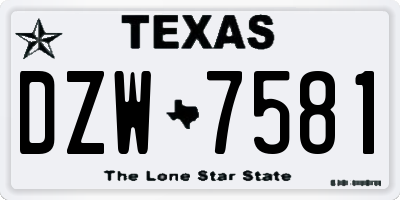 TX license plate DZW7581
