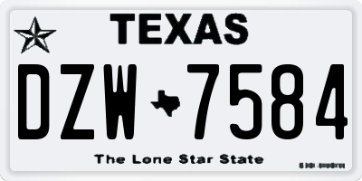 TX license plate DZW7584