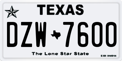 TX license plate DZW7600