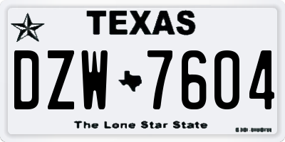TX license plate DZW7604