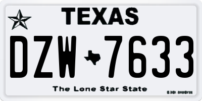 TX license plate DZW7633
