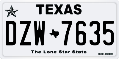 TX license plate DZW7635