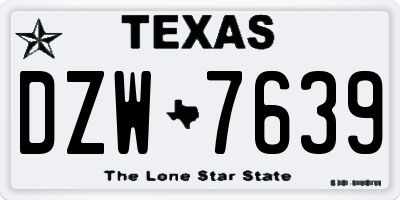 TX license plate DZW7639