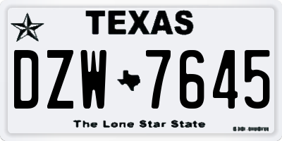 TX license plate DZW7645