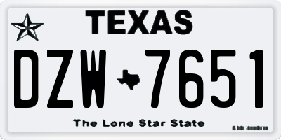 TX license plate DZW7651
