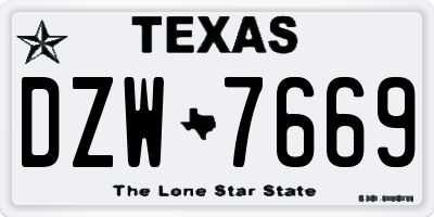 TX license plate DZW7669