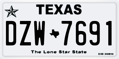 TX license plate DZW7691