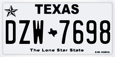 TX license plate DZW7698