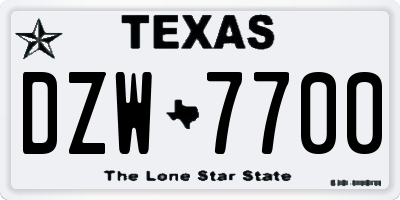 TX license plate DZW7700