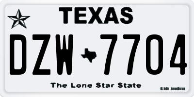TX license plate DZW7704