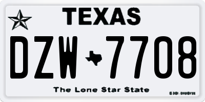 TX license plate DZW7708