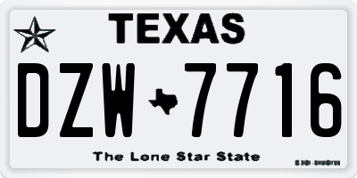 TX license plate DZW7716