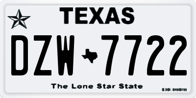 TX license plate DZW7722